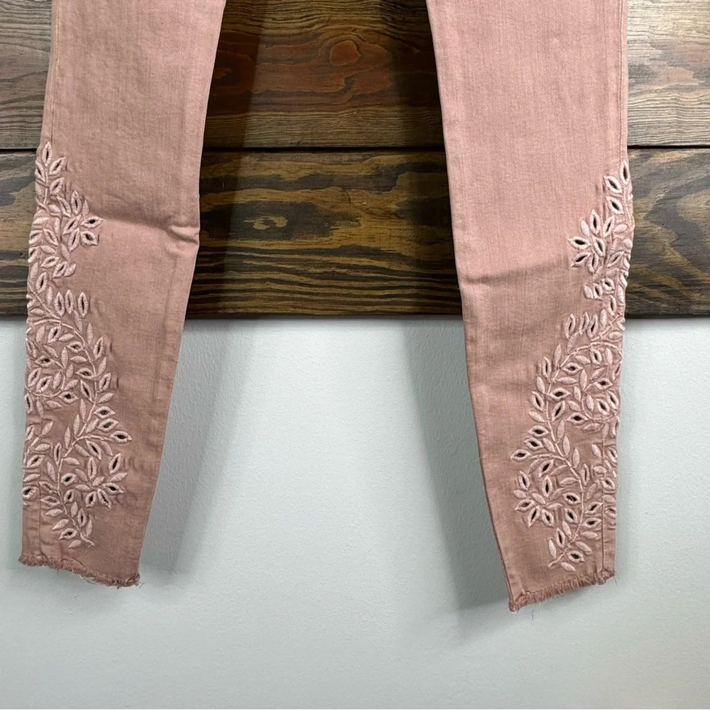 Frame le skinny de jeanne dusty rose embroidered